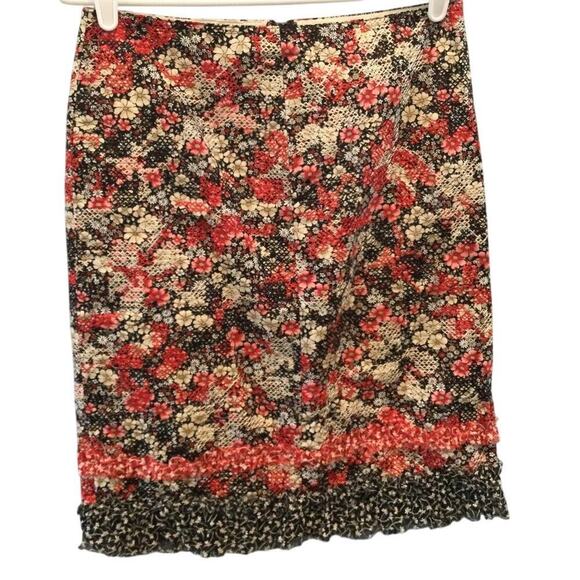 Cynthia Steffe Womens Skirt Size 4 Red Black Fringe Fairy Grunge Y2K Artsy Lace - Picture 1 of 10